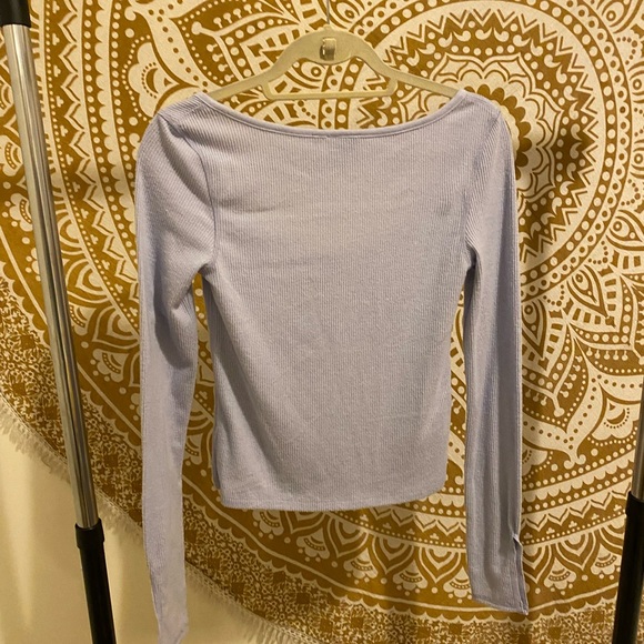 Out From Under, small, purple crop top long sleeve tee - Picture 3 of 4